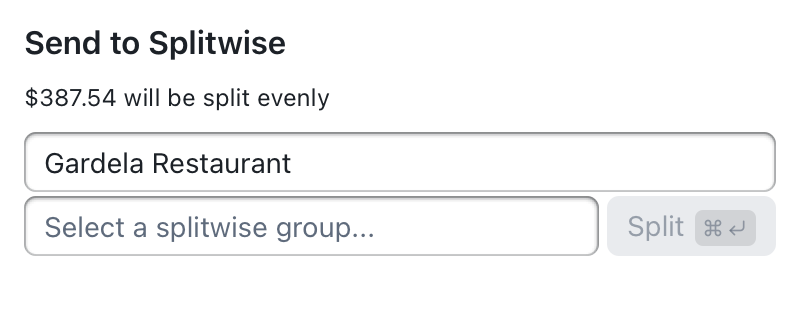 Tender's Splitwise integration in the inbox